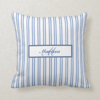 Coussin Campagne Bleue En Rayures Agritourisme Ticking