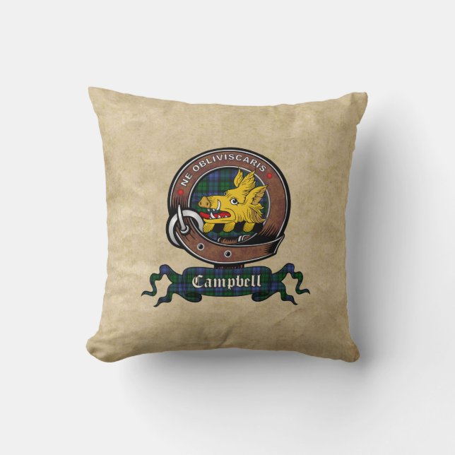Coussin Campbell Clan Badge & Tartan Lance Pillows (Recto)