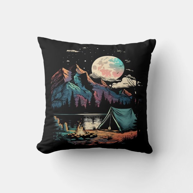 Coussin Camping Au Bord Du Lac (Recto)