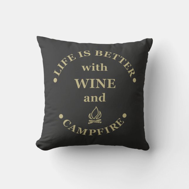 Coussin Camping de fond et les paroles de vin (Recto)