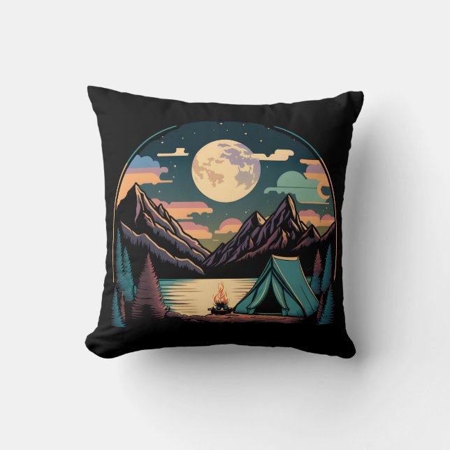 Coussin Camping De Montagne La Nuit (Recto)