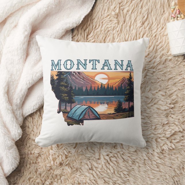 Coussin Camping de tentes du Montana (Couverture)