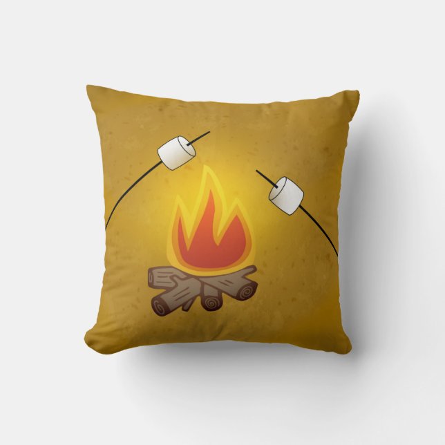Coussin Camping feu et Marshmallows (Recto)