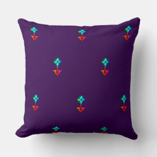 Coussin Canapé Bleu Fleur avec Accent Violet