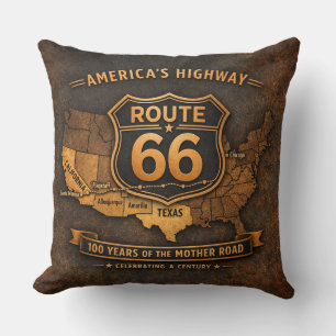 Coussin Canapé Route 66 Décor Carte Vintage Americana Art