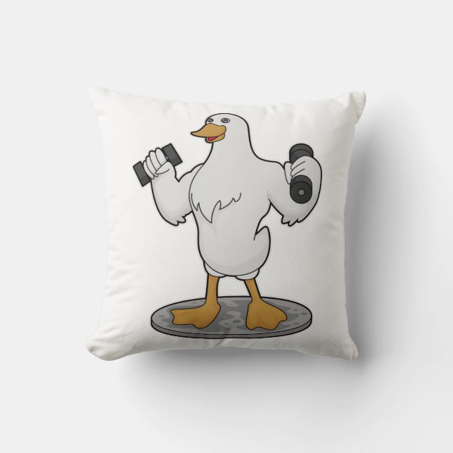 Coussin Canard comme Bodybuilder avec des cloches (Recto)
