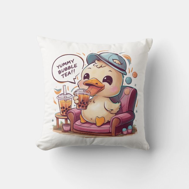Coussin Canard de dessin adorable : Cosy, Kawaii Vibes (Recto)