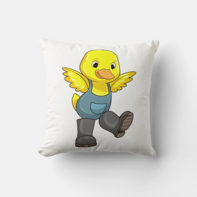 Coussin Canard en fermier avec des bottes (Recto)