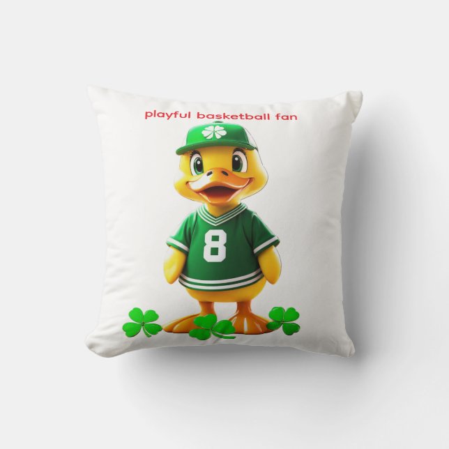 Coussin Canard Jaune Mignon en Maillot des Celtics – Unrea (Recto)