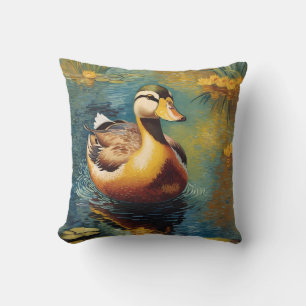 Coussin Canard Tranquille Sur Un Étang Peinture Artistique