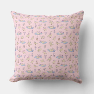 Coussin Canards et cygnes de conte de fées Cottagecore ros