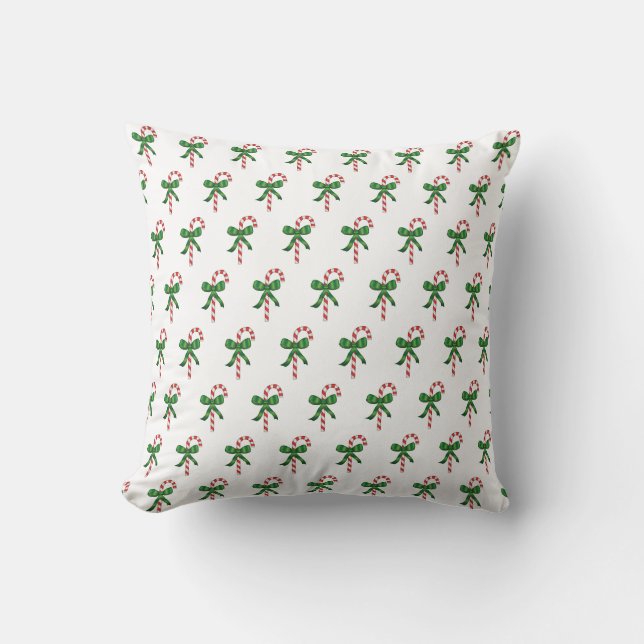Coussin Candy Cane Pattern Christmas Holiday Pillows (Recto)