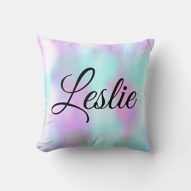 Coussin Candy Holographique en marbre liquide Script Monog (Recto)
