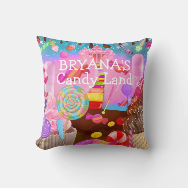 Coussin Candy Land Party Imaginaires sucreries personnalis (Recto)