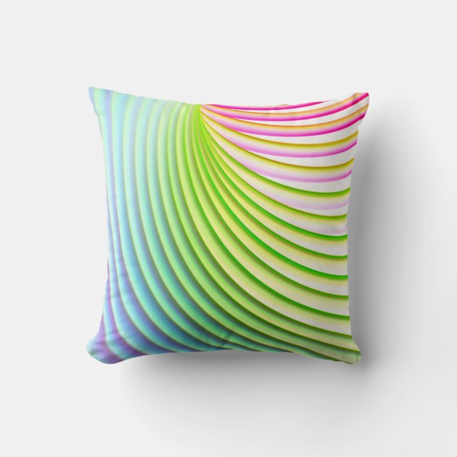 Coussin Candy Stripe Pastel Arc-en-ciel couleur vive (Recto)