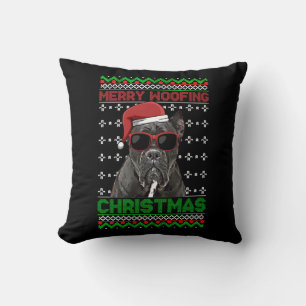 Coussin Cane Corso Chien drôle Merry Woofing Noël