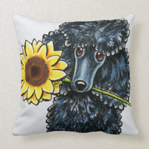 Coussin Caniche noir soleil
