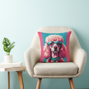 Coussin Caniche Rose Glam En Lunettes De Soleil Sarcelle &