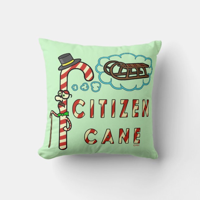 Coussin Canne citoyen Canne de Noël drôle (Recto)