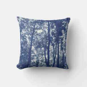 Coussin Canopée de bois - Effet Cyanotype