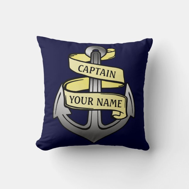 Coussin Capitaine de bateau fait sur commande nautique (Recto)