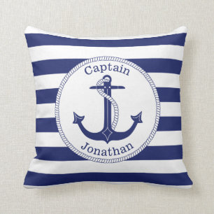 Coussin Capitaine nautique Personalized de bleu marine