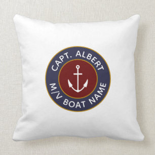 Coussin Capitaine Votre Nom Maroon Ancre Logo Lancer l'ore