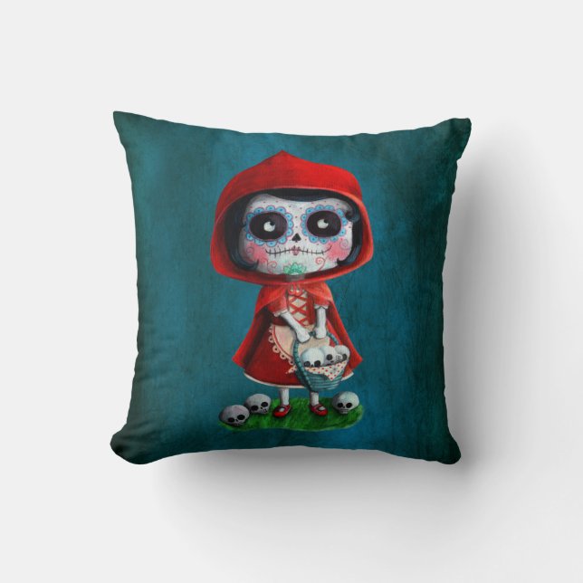Coussin Capuchon de rouge de Dia de los Muertos Little (Recto)