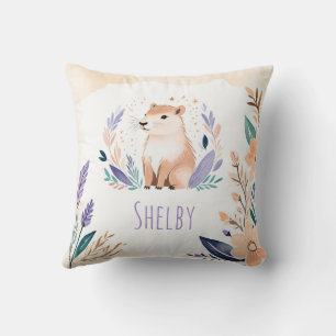 Coussin Capybara personnalisé avec design floral B