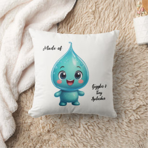 Coussin Caractère de dessin de gouttelettes d'eau adorable