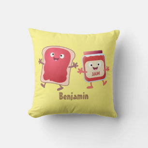 Coussin Caractères de dessins animés sur le pain et la con