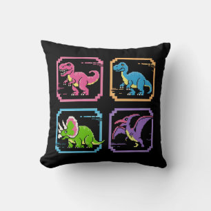 Coussin Caractères de dinosaures d'arcade des années 90
