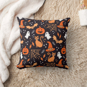 Coussin Caractères d'halloween illustrés mignons sur bg no