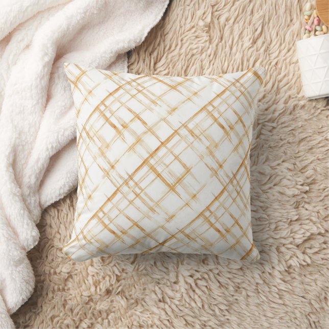 Coussin Caramel crème rayures blanches (Couverture)