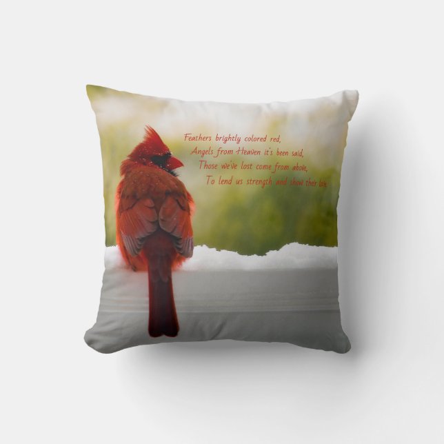 Coussin Cardinal avec Visiteur du poème du Ciel (Recto)