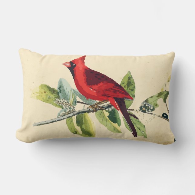 Coussin cardinal de décor d'oiseau (Recto)