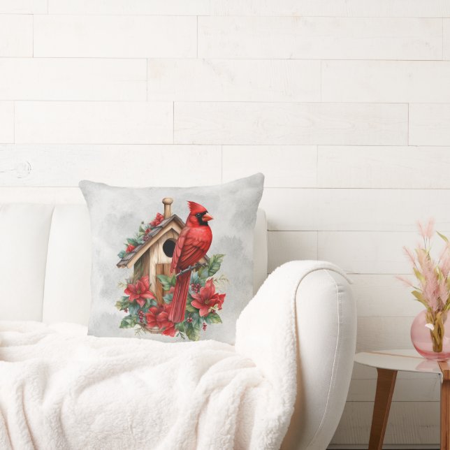 Coussin Cardinal de Noël rouge à la maison des oiseaux (Canapé)