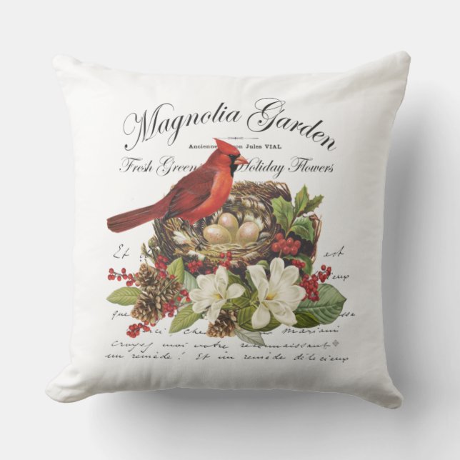 Coussin Cardinal de Noël Vintage (Recto)