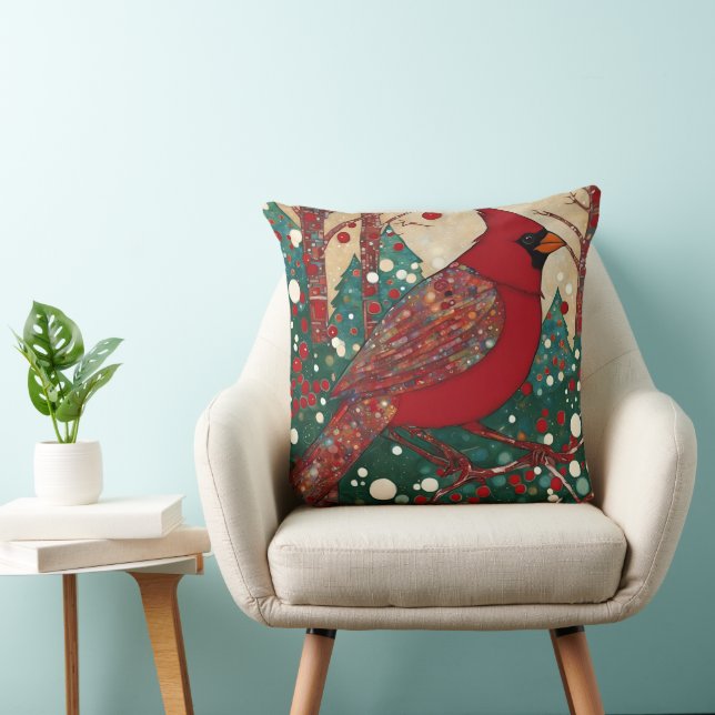 Coussin Cardinal Red Bird (Chaise)
