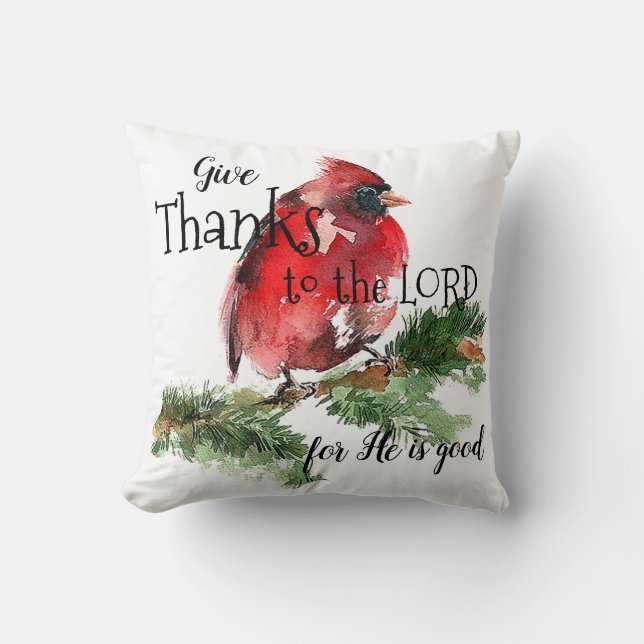 Coussin cardinal rouge d'aquarelle "de coeur (Recto)