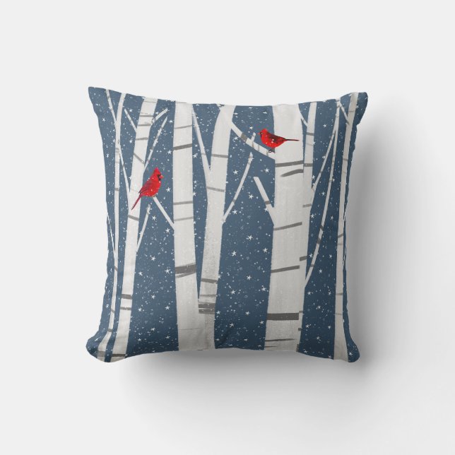 Coussin Cardinaux rouges dans les flocons de neige (Recto)