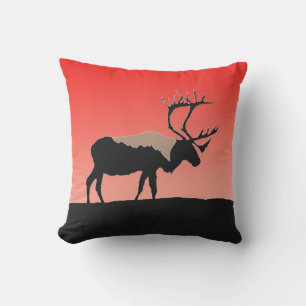 Coussin Caribou au coucher du soleil - Art original de la 