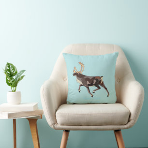 Coussin Caribou/Renne d'art populaire