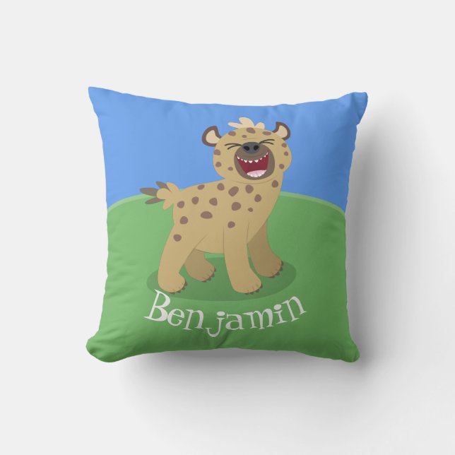 Coussin Caricature amusante hyena riant illustration (Recto)