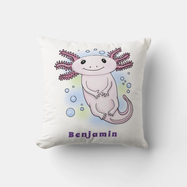 Coussin Caricature axolotl rose adorable (Recto)