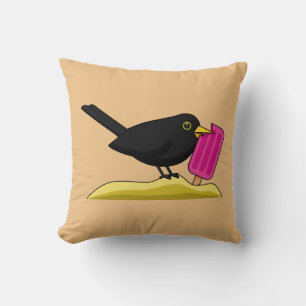 Coussin Caricature Blackbird Manger Une Crème De Glace