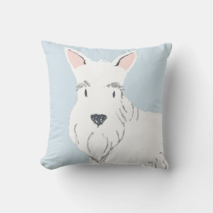 Coussin Caricature blanche mignonne Scottish Terrier très 