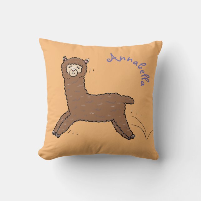 Coussin Caricature d'alpaga brun joli (Recto)
