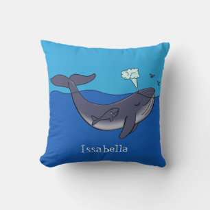 Coussin Caricature de baleine mignonne et de baleine de ve