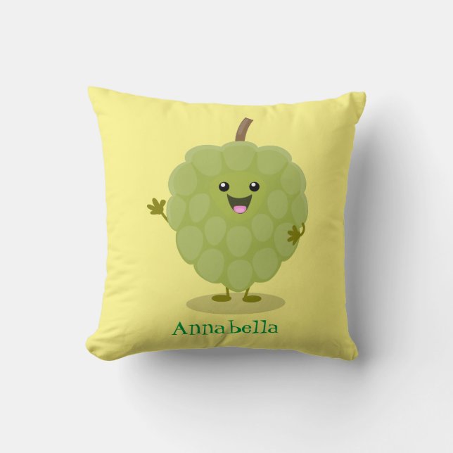 Coussin Caricature de chérimoya à la crème anglaise (Recto)
